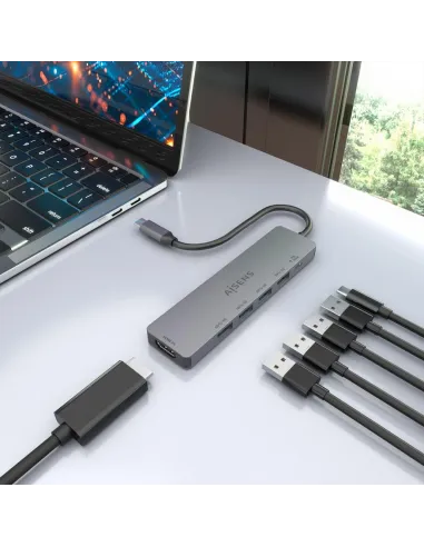 Dock USB-C 6 en 1 AISENS ASUC-6P047-GR | HDMI 4K a 60 Hz