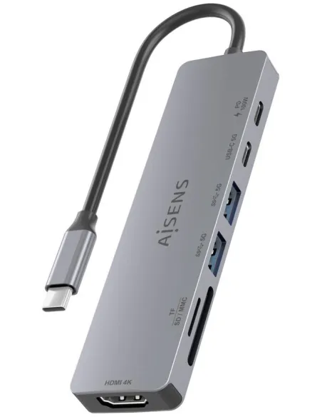 AISENS ASUC-7P048-GR: dock USB-C 7 en 1 con HDMI 4K 60 Hz