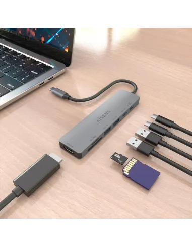 AISENS ASUC-7P048-GR: dock USB-C 7 en 1 con HDMI 4K 60 Hz
