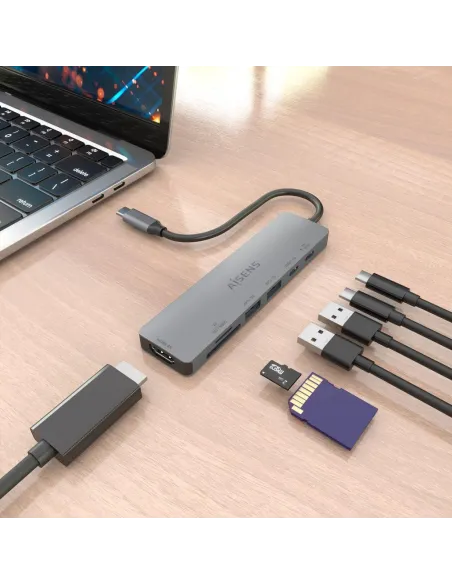 AISENS ASUC-7P048-GR: dock USB-C 7 en 1 con HDMI 4K 60 Hz