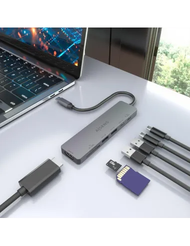 AISENS ASUC-7P048-GR: dock USB-C 7 en 1 con HDMI 4K 60 Hz