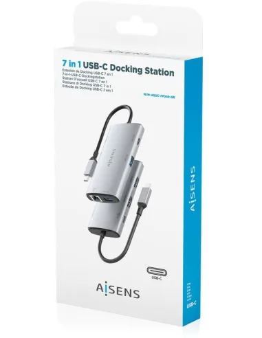 Dock USB-C Aisens ASUC-7P049-GR 7 en 1: 2xHDMI 4K y PD 100W