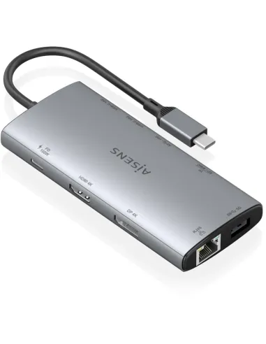 Dock USB-C Aisens ASUC-10P050-GR 10 en 1: doble vídeo 4K