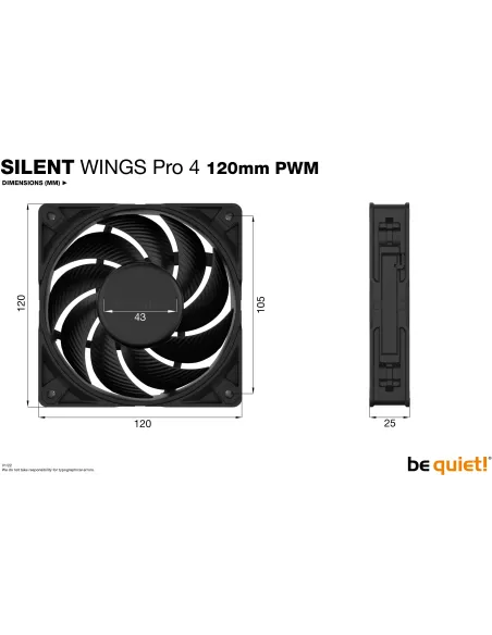 Ventilador PC 120 mm PWM be quiet! Silent Wings Pro 4 Negro