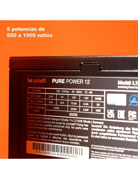 be quiet! Pure Power 12 1000W: fuente ATX Gold no modular