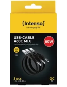 Intenso A60C Mix Pack de Cables USB-A a USB-C 50cm 2x 2 M hasta 60W-AATCAT0557