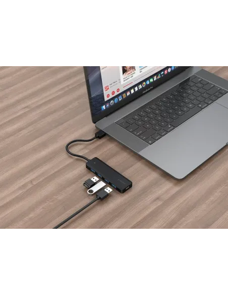 Hub USB Gembird 4 puertos: 4 USB-A y 5 Gbps para portátil