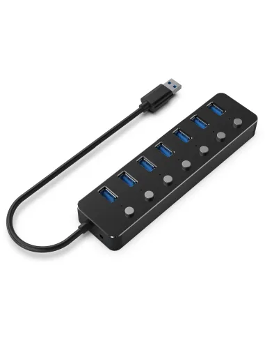 Gembird UHB-U3P7P-01  7 puertos 5000 Mbit/s modelo UHB-U3P7P-01 con botones e indicadores LED