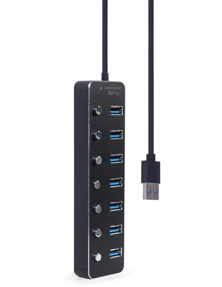 Gembird UHB-U3P7P-01: hub USB de 7 puertos USB-A y switches