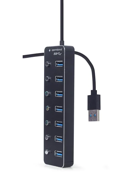 Gembird UHB-U3P7P-01: hub USB de 7 puertos USB-A y switches