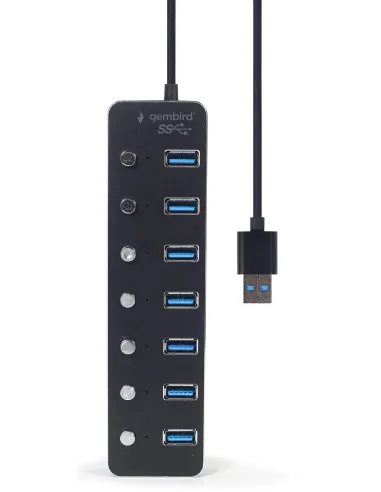 Gembird UHB-U3P7P-01: hub USB de 7 puertos USB-A y switches