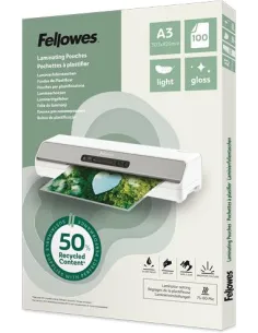 Fellowes 100142988 Pack 100 Bolsa de Plástico A3 de 80 Micras-1404380