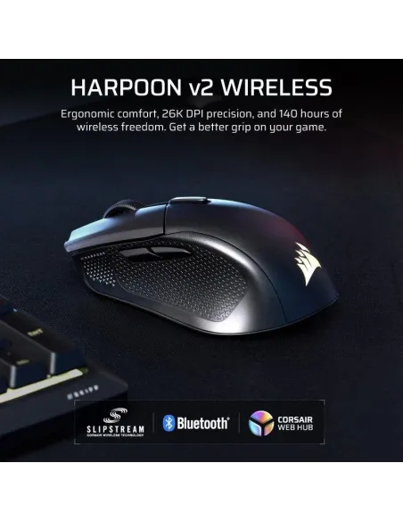 Ratón Corsair Harpoon v2 Wireless, ratón gaming 26K RGB