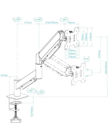 TOOQ DB1340TNR-B: soporte de monitor de mesa 13-34" VESA