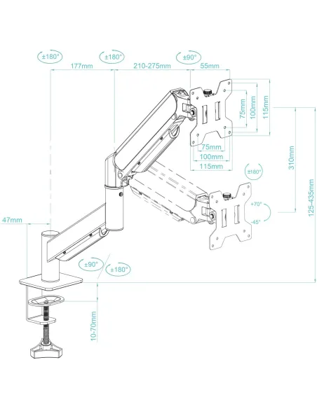 TOOQ DB1340TNR-B: soporte de monitor de mesa 13-34" VESA