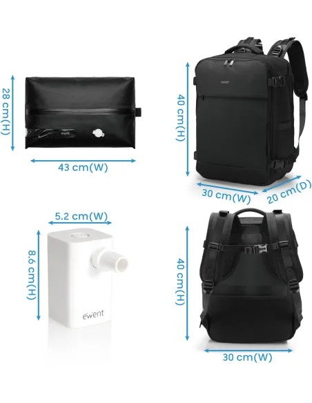 Mochila de viaje 24L impermeable Ewent EW2540 bolsa de vacío
