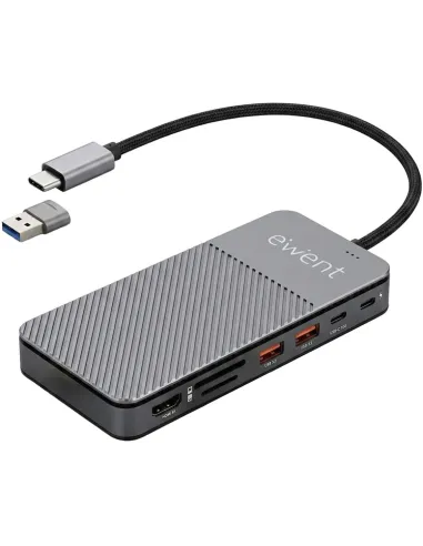 Ewent EW1156 es un dock USB-C 8 en 1 con carcasa integrada para SSD M.2 NVMe