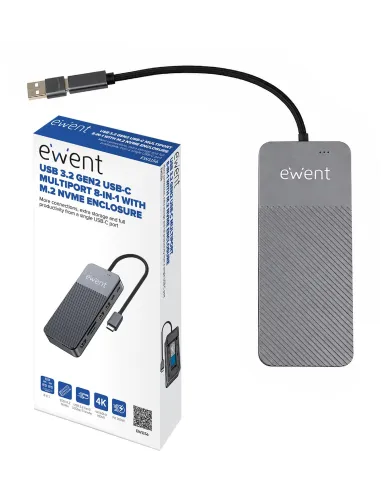 Ewent EW1156 dock USB-C 8 en 1: estación con SSD M.2 NVMe