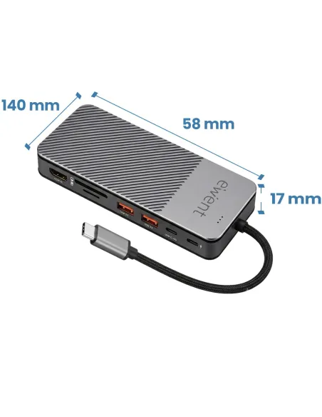 Ewent EW1156 dock USB-C 8 en 1: estación con SSD M.2 NVMe