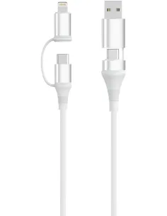 Ewent EC1075 Cable Universal de Carga Rápida 4 en 1 60W 1m – USB-C, Lightning y USB-A con Transferencia de Datos-AATCAT0565