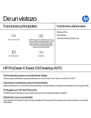 HP ProDesk 4 Tower G1i DE8U8AT: torre profesional W11 Pro