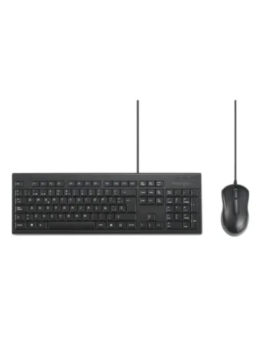 Kensington KM100 EQ Negro Teclado QWERTY Español USB Membrana Resistente a derrames Negro con Ratón incluido