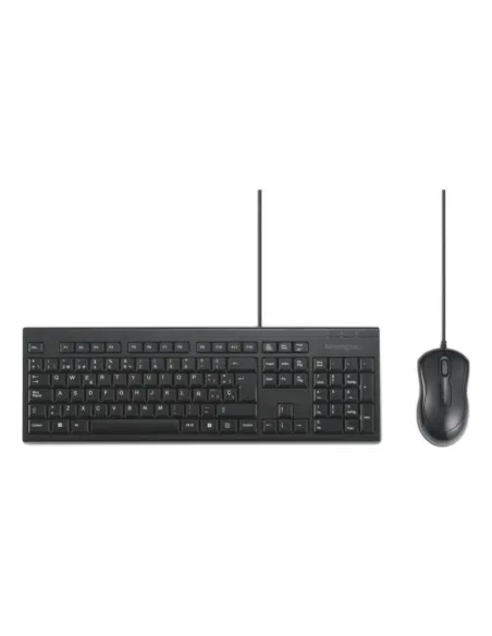 Kensington KM100 EQ Negro Teclado QWERTY Español USB Membrana Resistente a derrames Negro con Ratón incluido