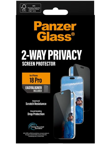 PanzerGlass 2-Way Privacy iPhone 18 Pro EasyAligner | vidrio