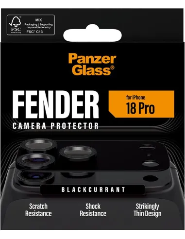 PanzerGlass Fender iPhone 18 Pro Blackcurrant para cámara