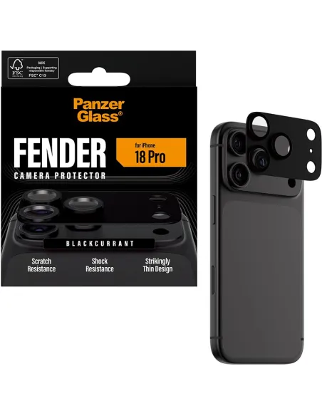 PanzerGlass Fender iPhone 18 Pro Blackcurrant para cámara