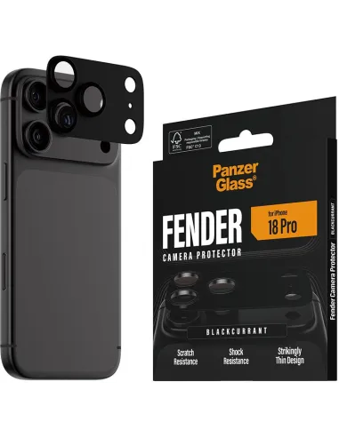 PanzerGlass Fender iPhone 18 Pro Blackcurrant para cámara