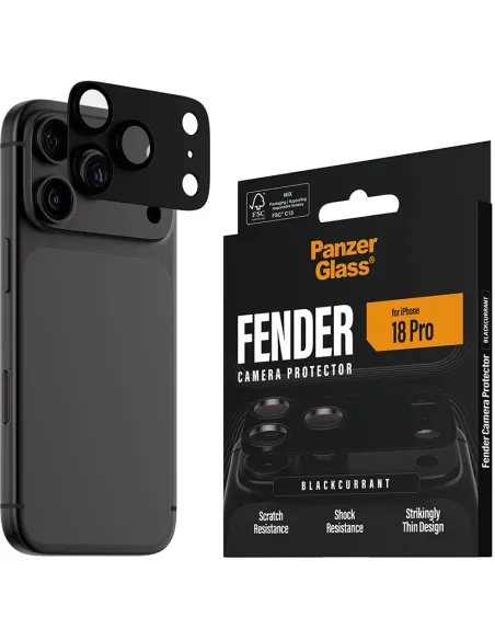 PanzerGlass Fender iPhone 18 Pro Blackcurrant para cámara