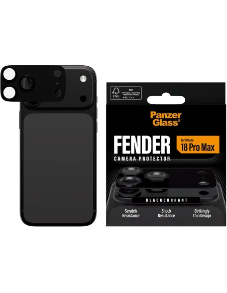 PanzerGlass Fender iPhone 18 Pro Max Blackcurrant cámara