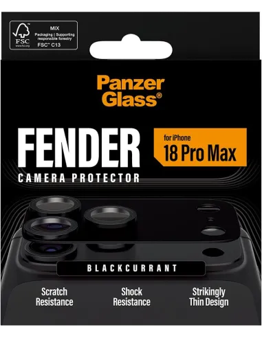 PanzerGlass Fender iPhone 18 Pro Max Blackcurrant cámara