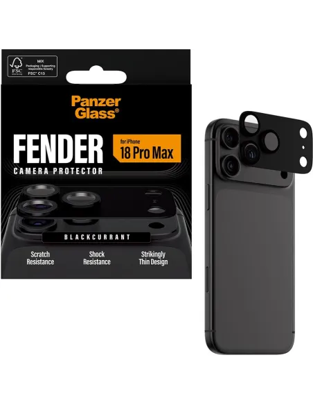 PanzerGlass Fender iPhone 18 Pro Max Blackcurrant cámara