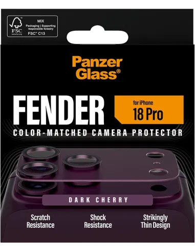 PanzerGlass Fender Dark Cherry iPhone 18 Pro - cámara móvil