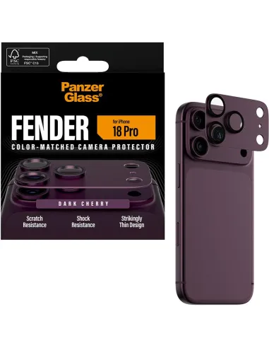 PanzerGlass Fender Dark Cherry iPhone 18 Pro - cámara móvil