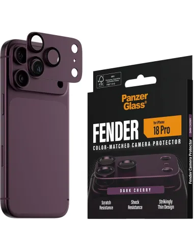 PanzerGlass Fender Dark Cherry iPhone 18 Pro - cámara móvil