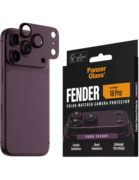 PanzerGlass Fender Dark Cherry iPhone 18 Pro - cámara móvil