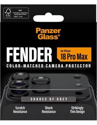 PanzerGlass Fender iPhone 18 Pro Max gris | protector cámara