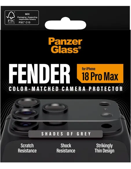 PanzerGlass Fender iPhone 18 Pro Max gris | protector cámara
