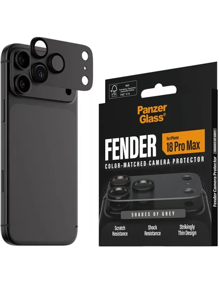 PanzerGlass Fender iPhone 18 Pro Max gris | protector cámara