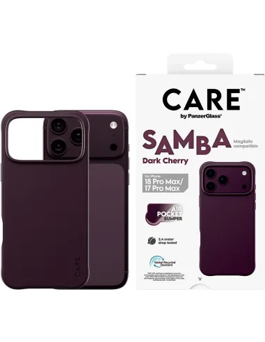 PanzerGlass CARE Samba Dark Cherry para iPhone 17 Pro Max y iPhone 18 Pro Max