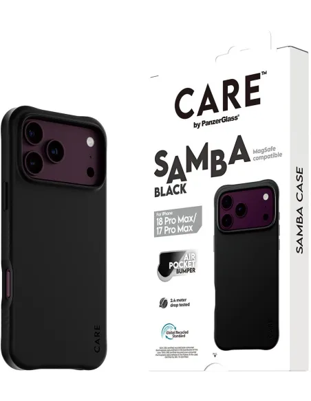 PanzerGlass CARE Samba Black para iPhone 17 y 18 (Pro Max)