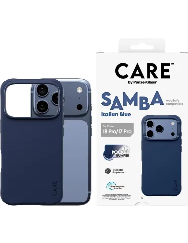 PanzerGlass CARE Samba Italian Blue para iPhone 17 Pro y iPhone 18 Pro