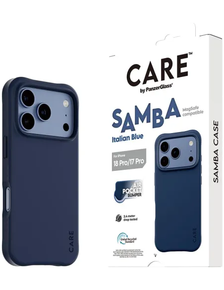 PanzerGlass CARE Samba Italian Blue para iPhone 17 y 18 Pro