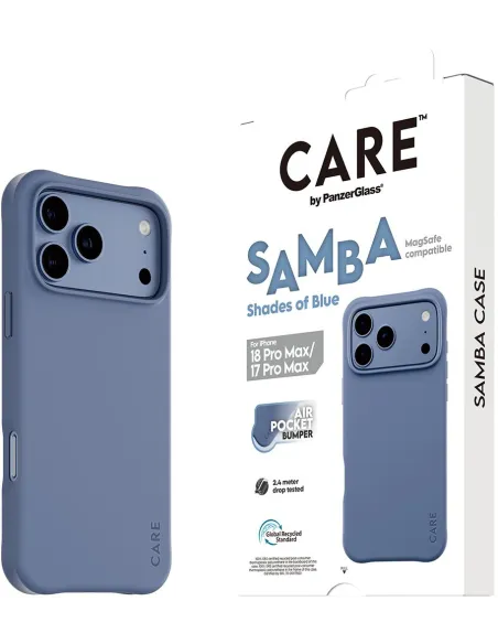 PanzerGlass CARE Samba Shades of Blue iPhone 17 y 18 Pro Max