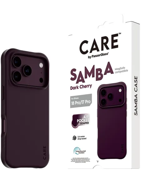 PanzerGlass CARE Samba Dark Cherry iPhone 17 Pro y 18 Pro