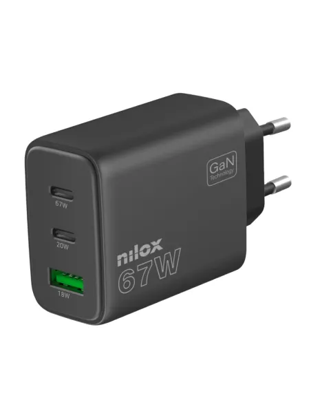 NILOX Cargador 67 W con 2 USB-C y USB-A