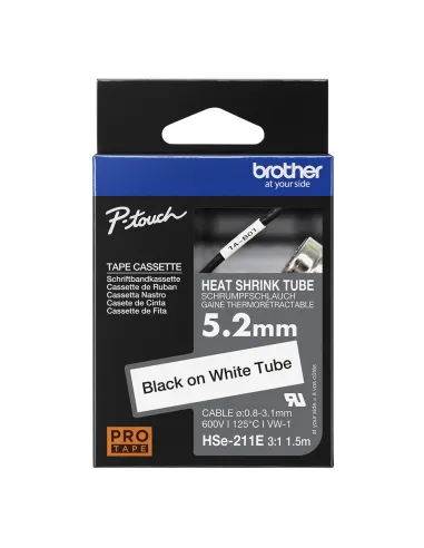 cinta tubo termorretráctil Brother HSe211E 5,2 mm blanco